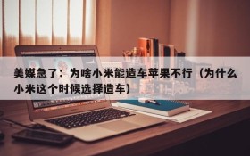 美媒急了:为啥小米能造车苹果不行(为什么小米这个时候选择造车)