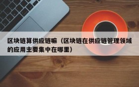 区块链算供应链嘛(区块链在供应链管理领域的应用主要集中在哪里)